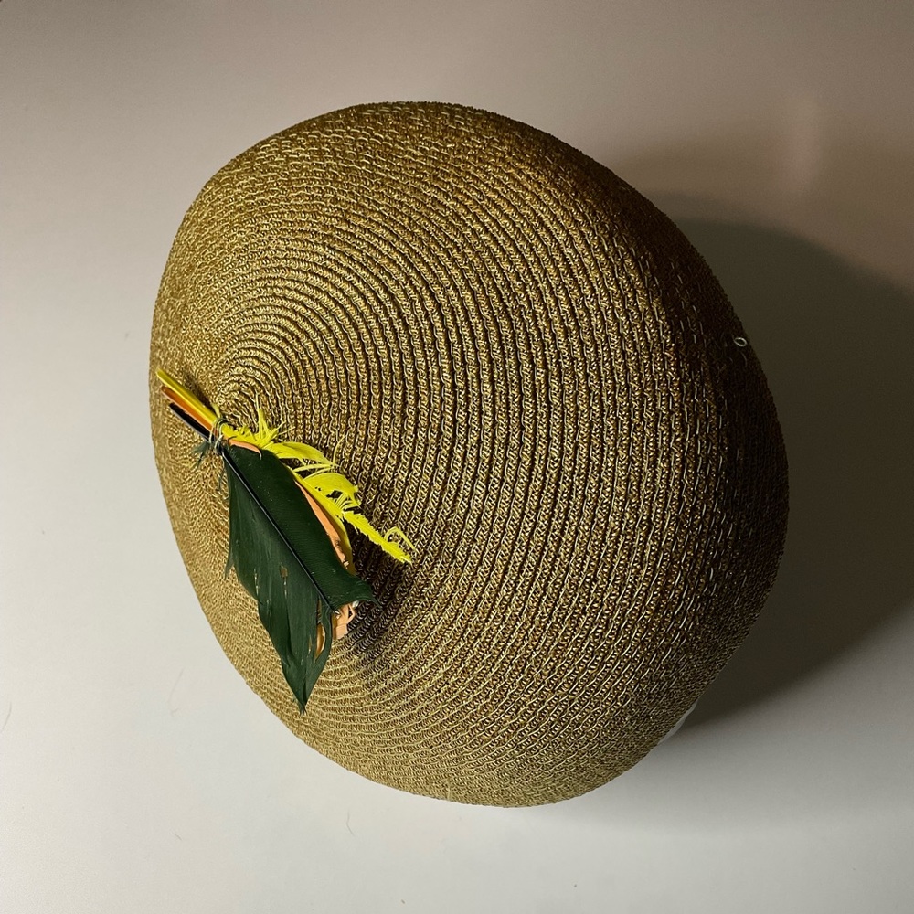 Vintage Gold Calot Hat Juliet Cap Retro Metallic
